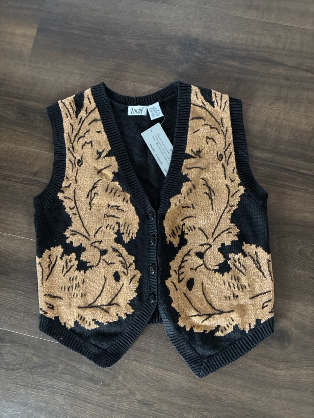 Vintage Sweater Vest Lucia Knit Button Front 90s Cottagecore